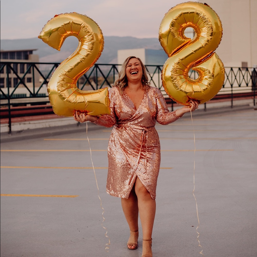 Pink Sequin Wrap Dress